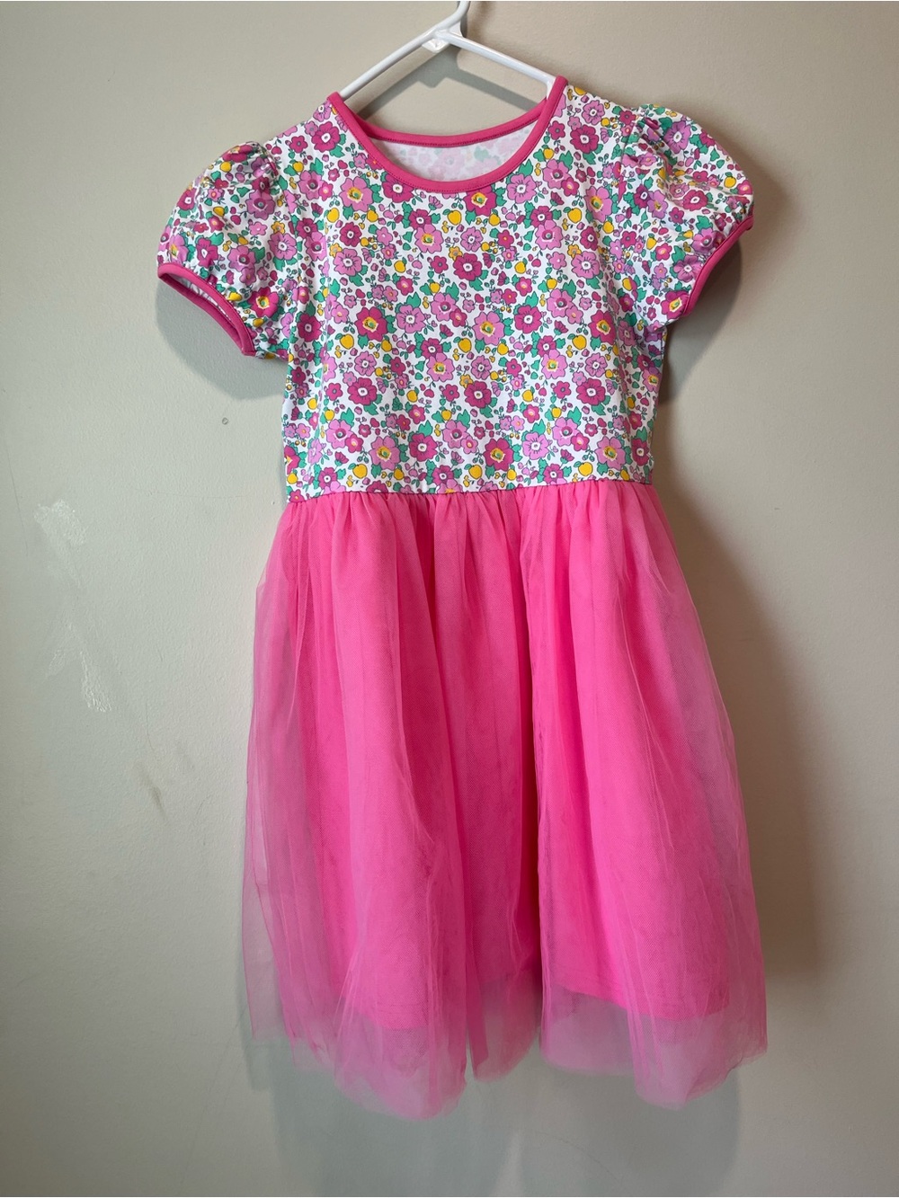 Girls Pink Floral Tulle Dress